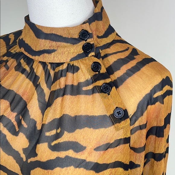 Adam Lippes Collective Tiger Print Mock Neck Blouse, 2 - Picture 15 of 15